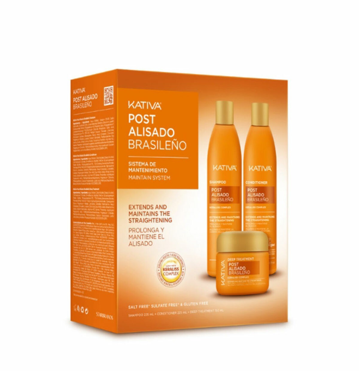 KATIVA post alisado brasileño sistema de mantenimiento Champú+Acondicionador+Mascarilla