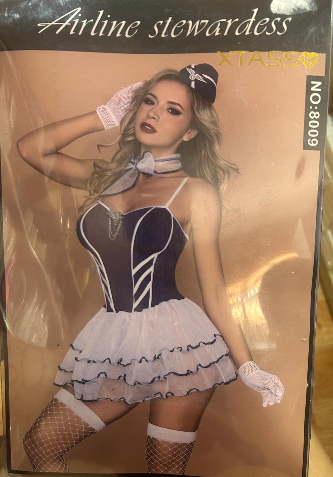 Lancería Disfraz sexy de azafata 6 piezas