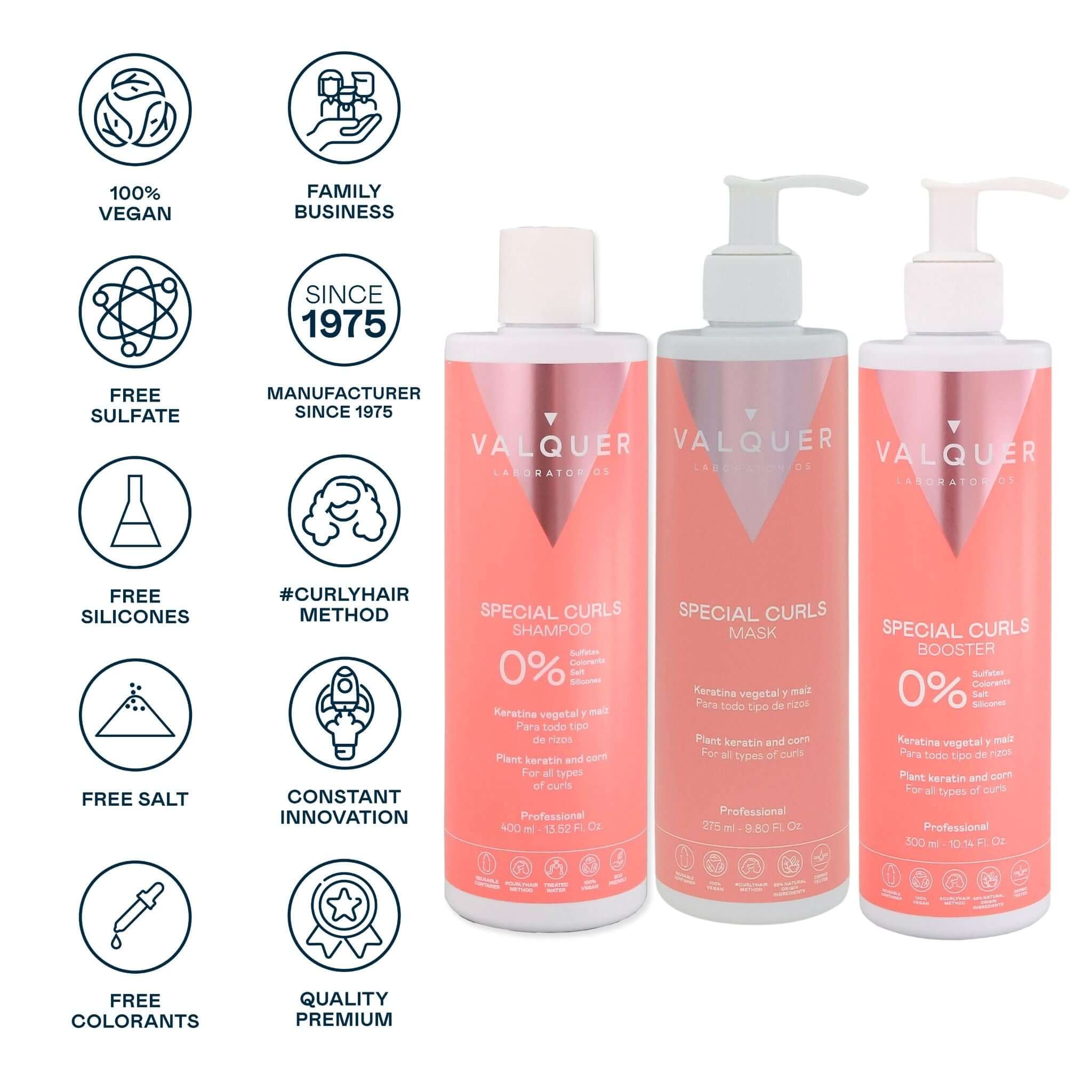 Pack curly Champú, mascarilla y booster para cabellos rizados - 975 ml