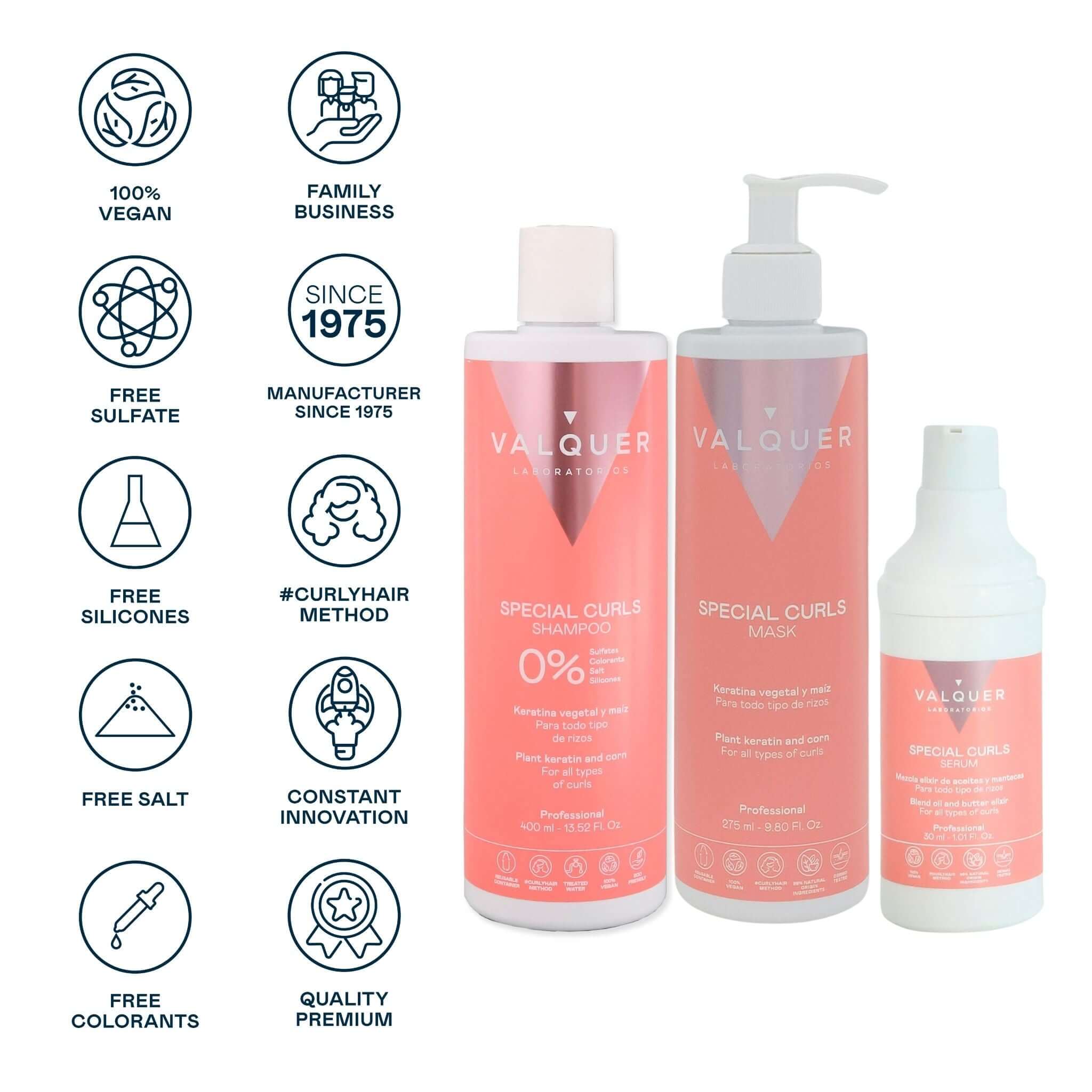 Pack curly Champú, mascarilla y serum para cabellos rizados - 720 ml