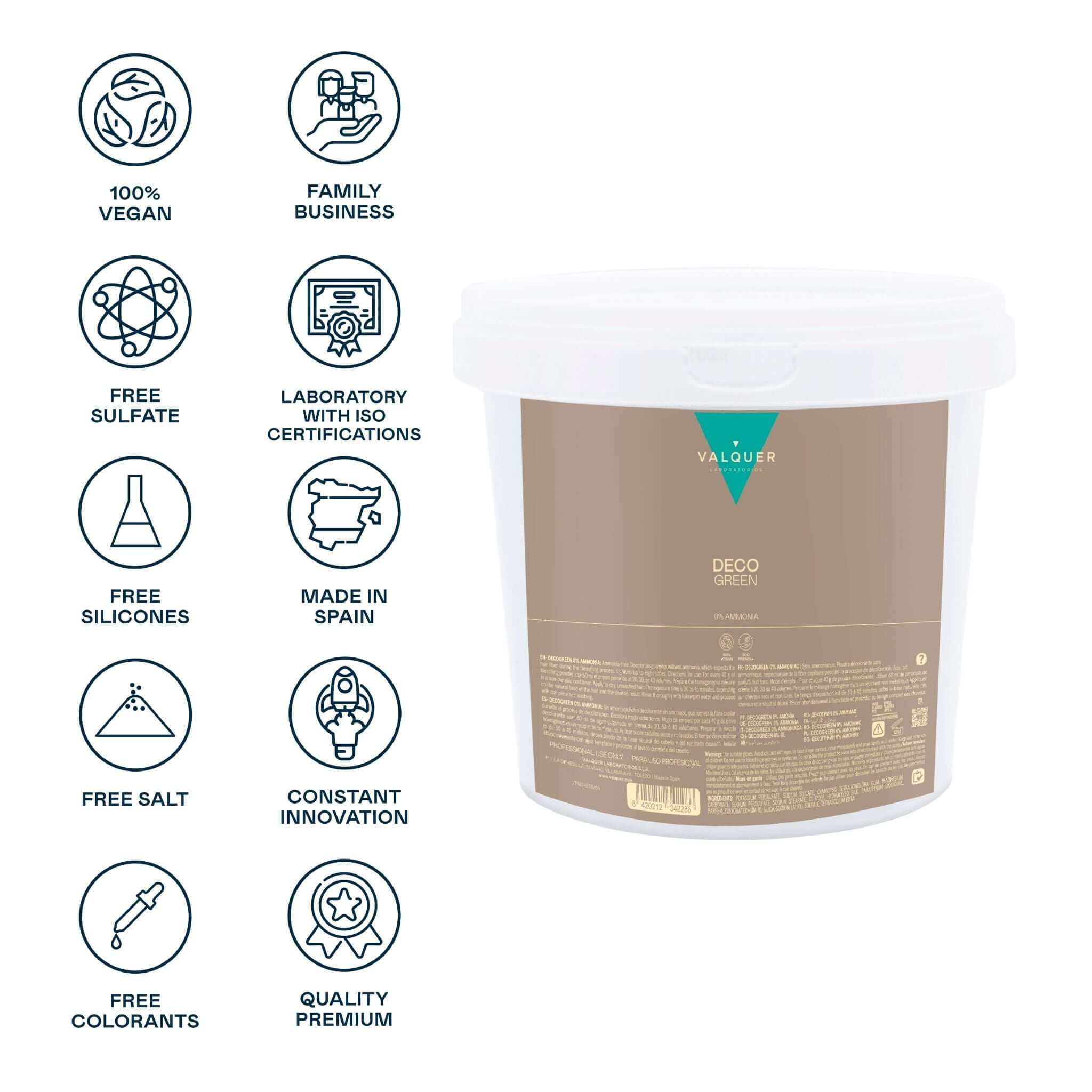 Decolorante SIN amoniaco - Polvos Decogreen 0% - 1000 g