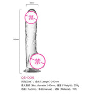 dildo consolador transparente de silicona con ventosa 240mm