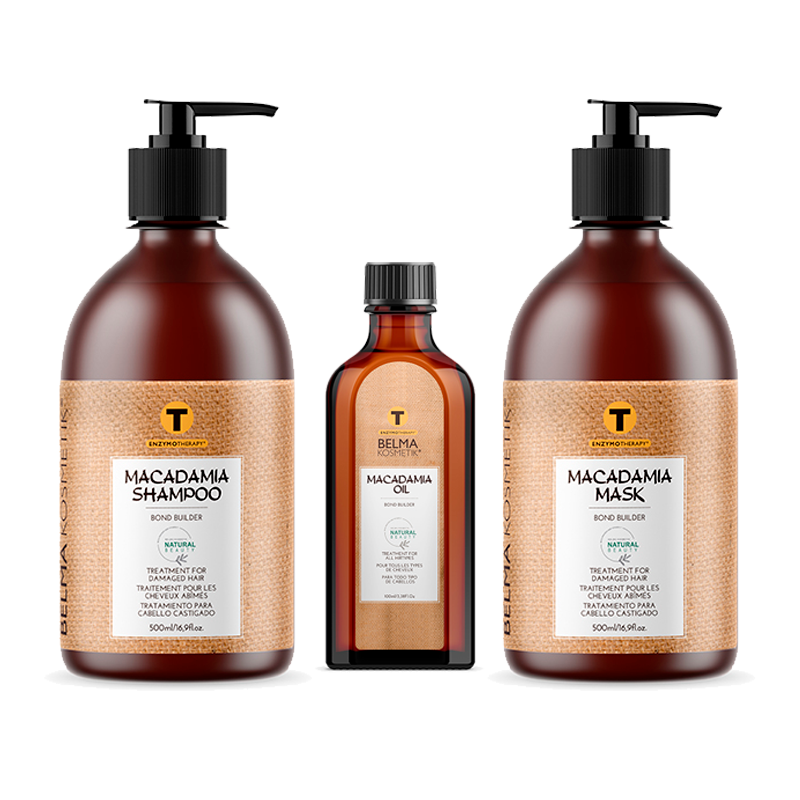 Belma kosmetik-Pack macadamia -Champú 500+Mascarilla 500+Serum oil macadamia