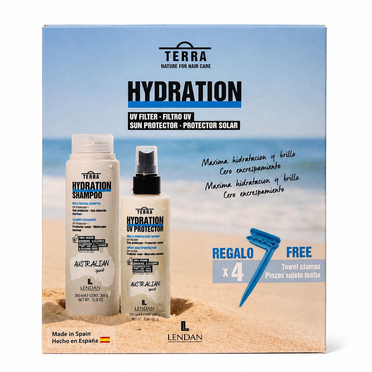 Lendan terra kit australian spirit maxima hidratacion & brillo 200/300ml