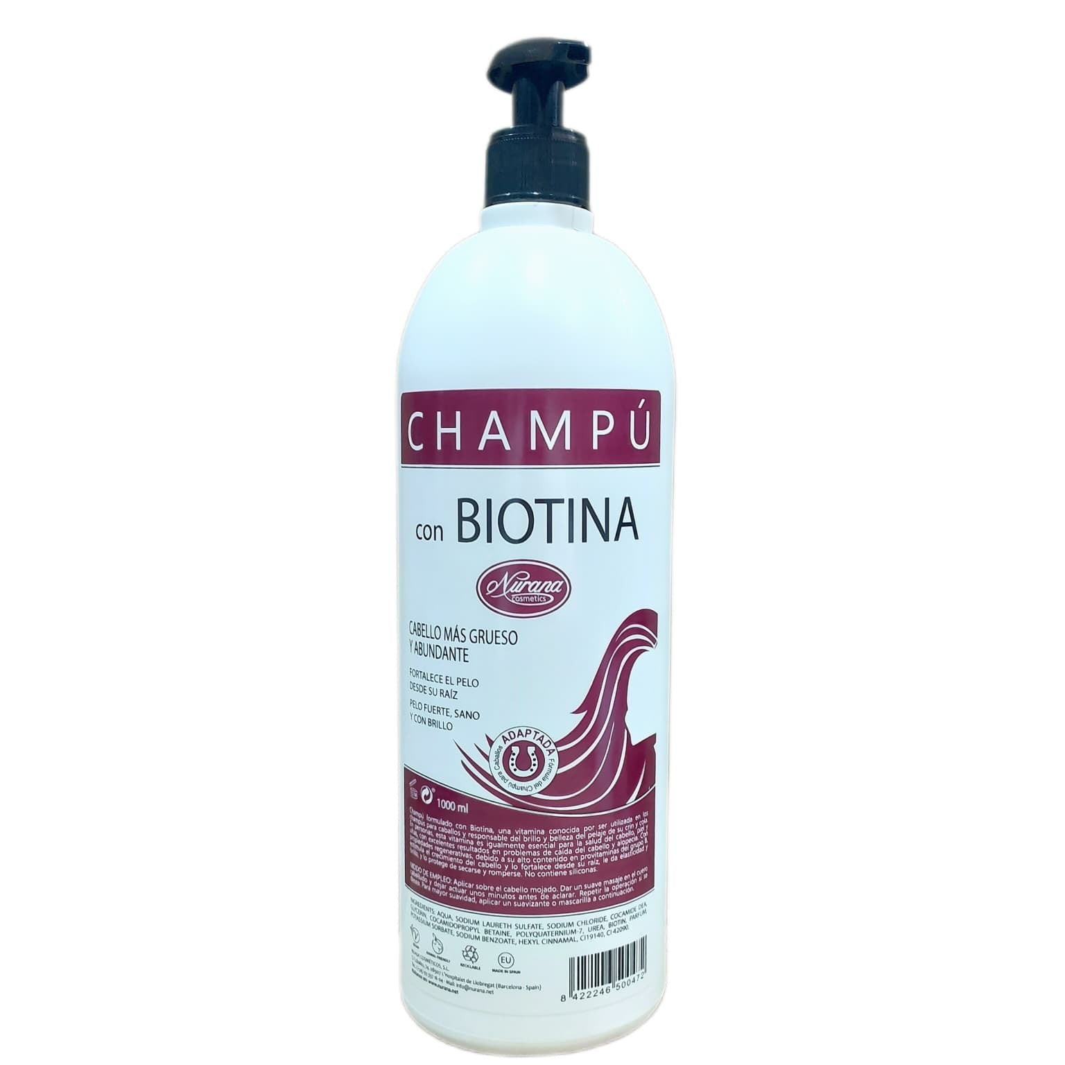 Nurana cosmetics champú de caballo  con biotina 1000ml