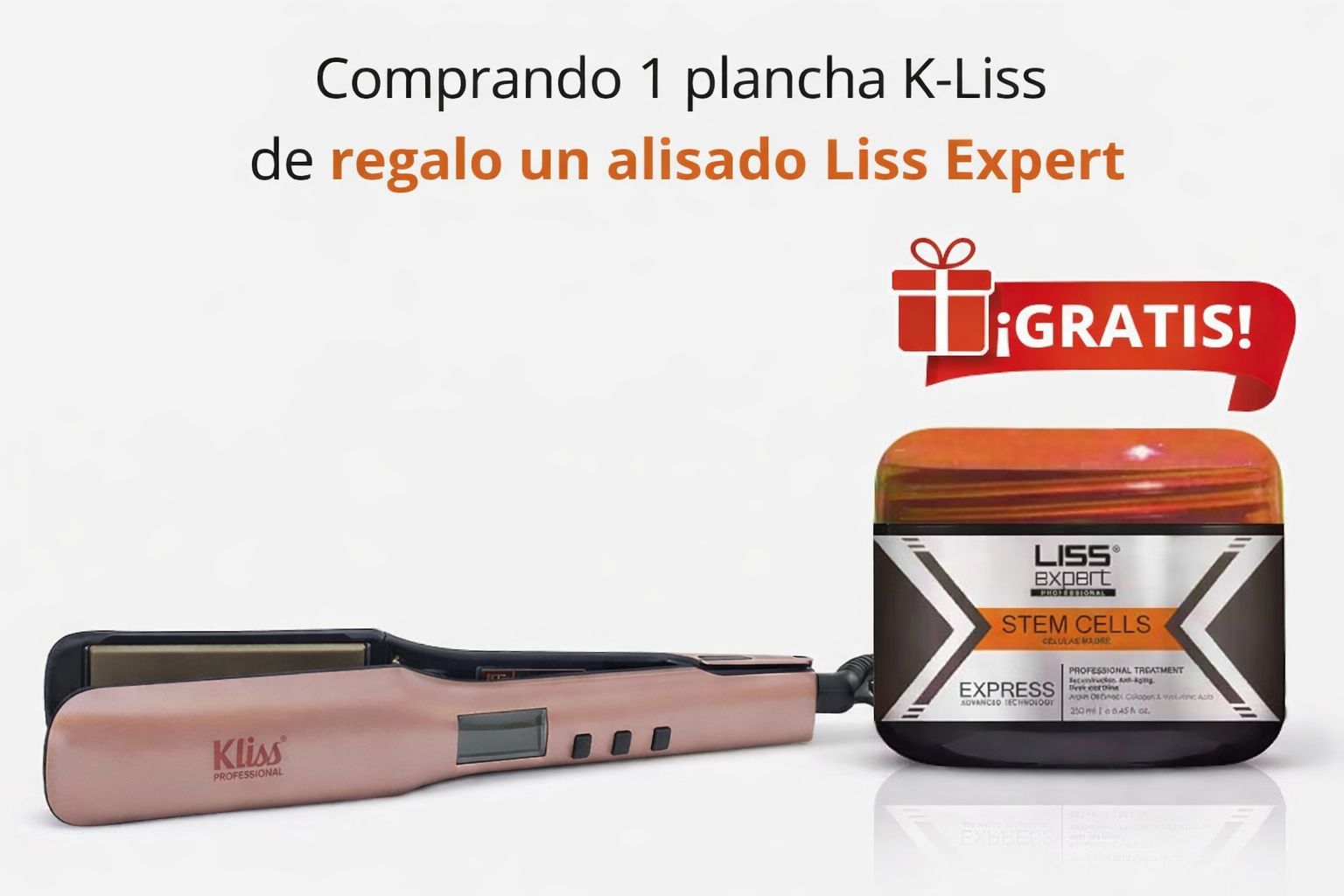 Plancha K-Liss Keraliss PRO Titanio (especial keratinas) + liss expert 250ml tratamiento (regalo)