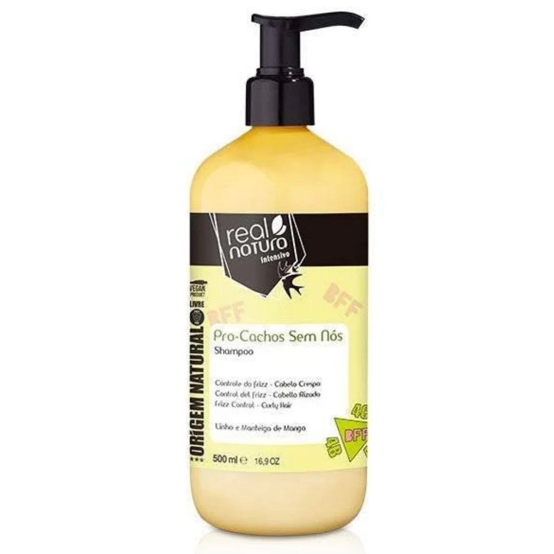 Real natura pro-cachos sem nos champú anti-frizz 500ml