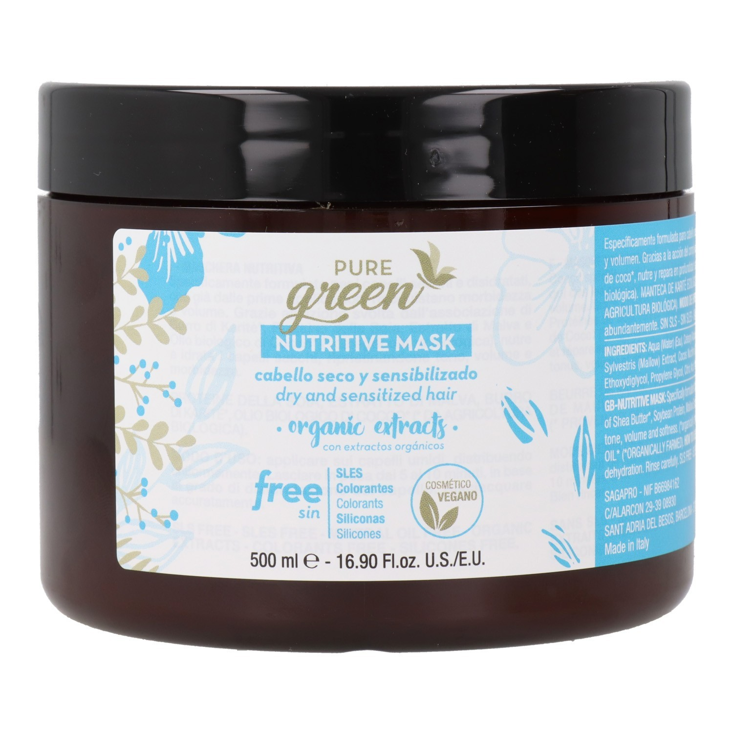 Pure Green mascarilla nutritiva cabello seco y sensibilizado