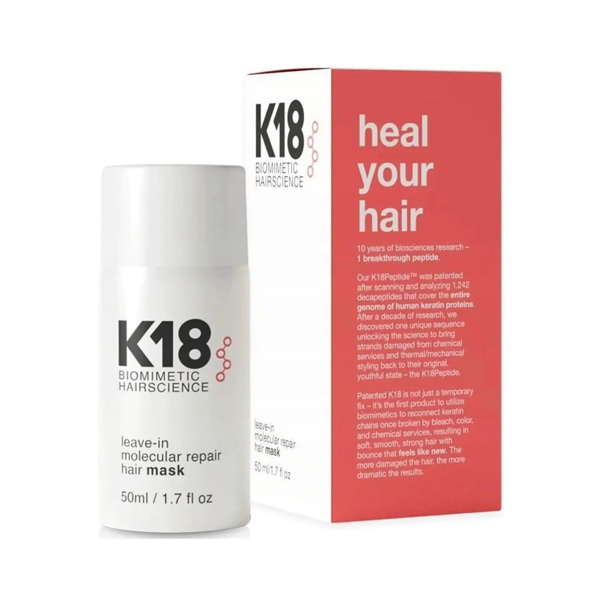 K18 biomimetic haircience mascarilla leave-in reparadora 50ml