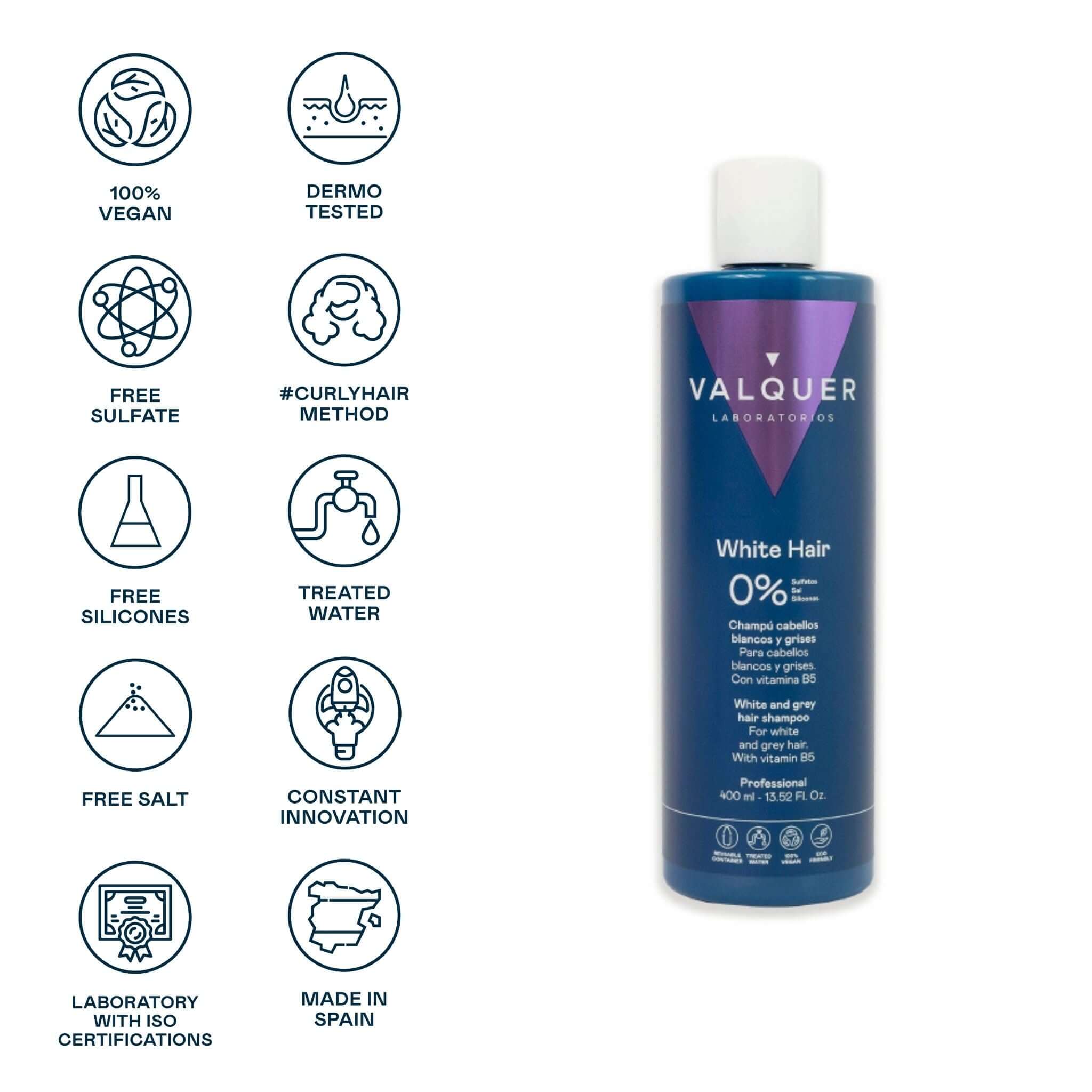 Champú cabello Blanco y Gris - 0% Sin Sulfatos