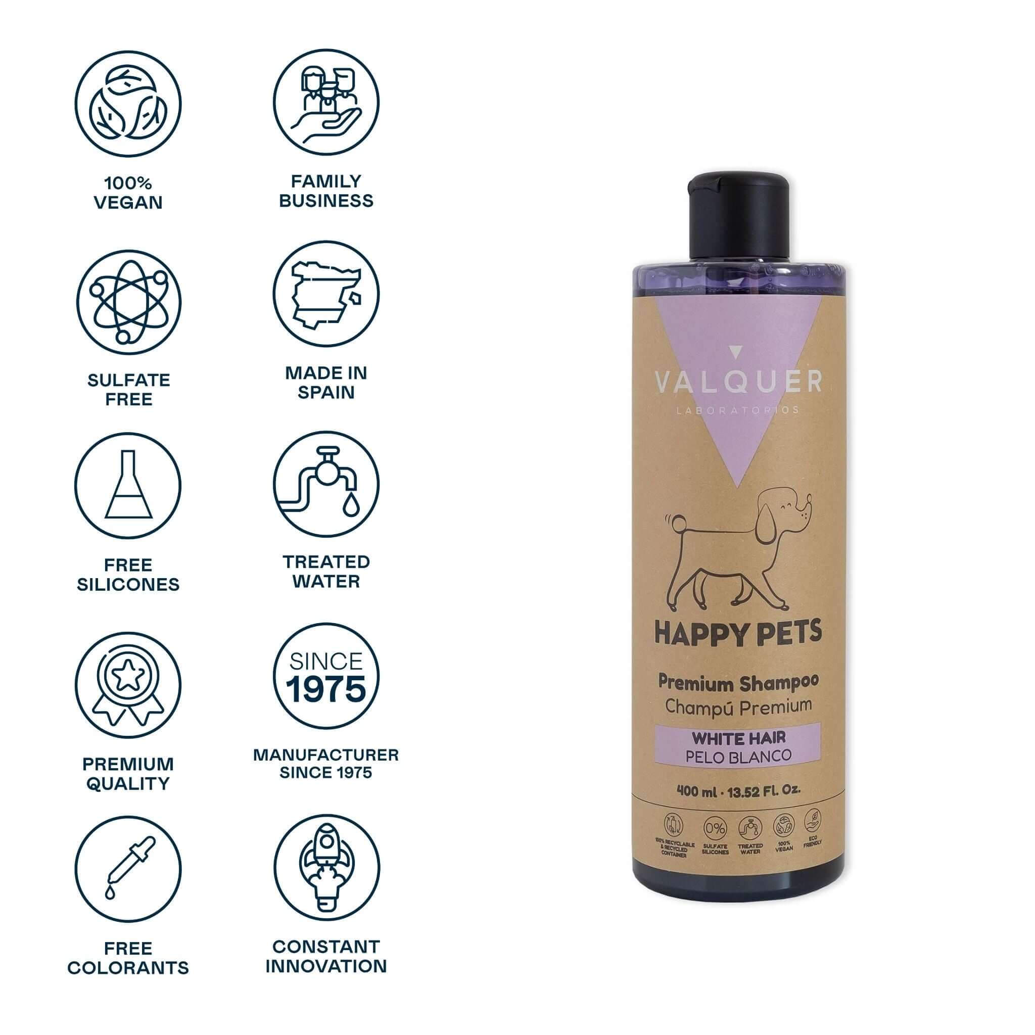 Champú Premium para Mascotas de Pelo Blanco - 400 ml