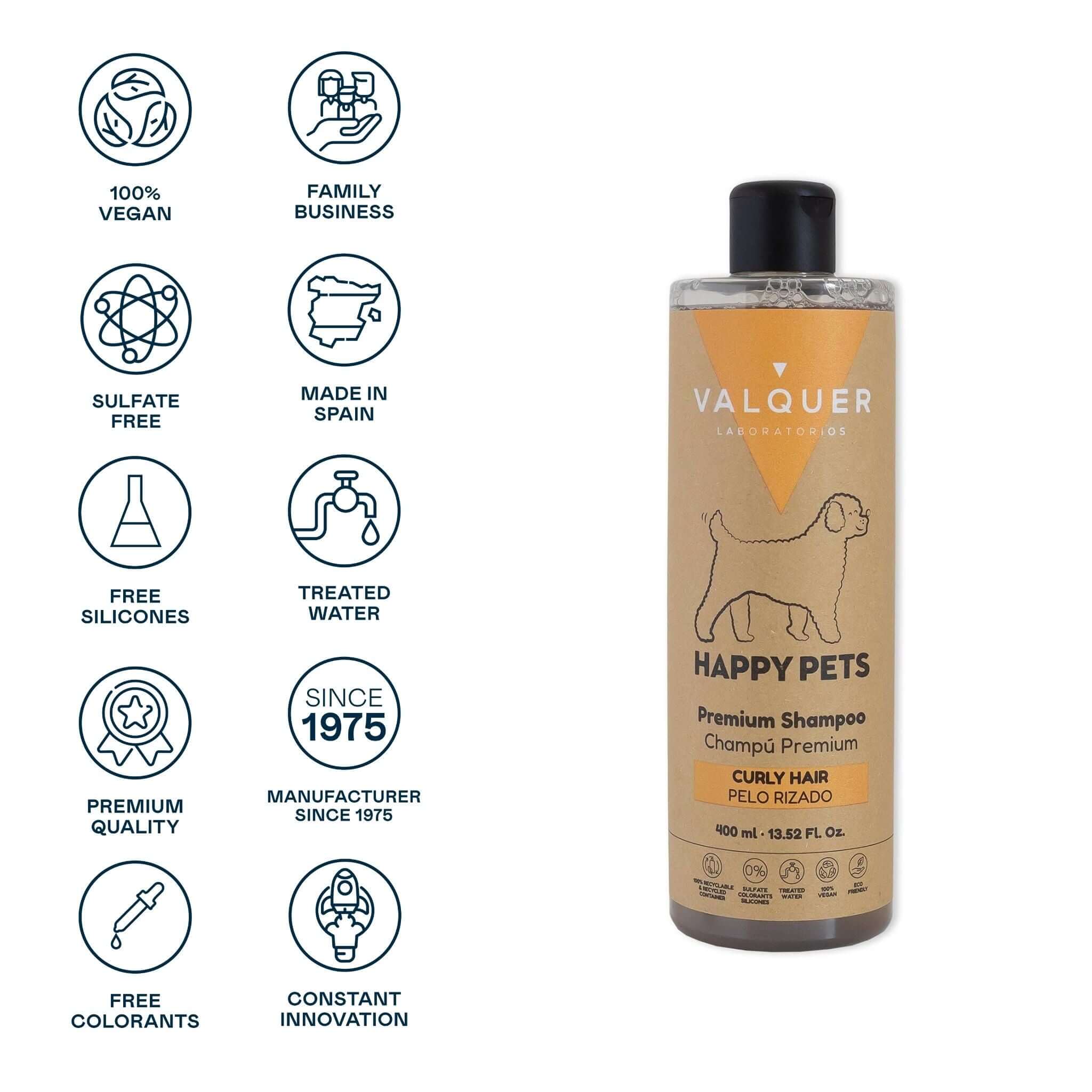 Champú Premium para Mascotas de Pelo Rizado - 400 ml