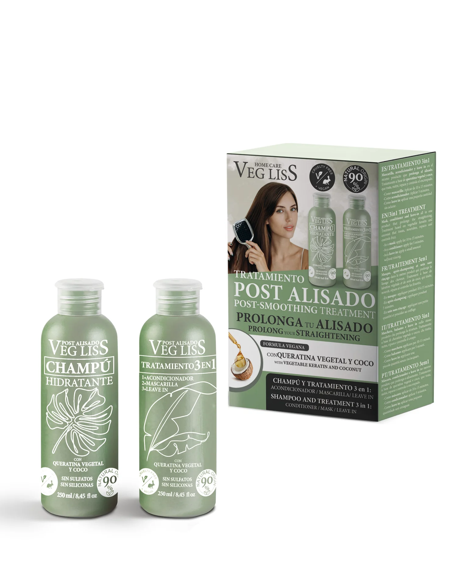 Veg liss tratamiento post alisado con queratina vegetal & coco 250ml/x2
