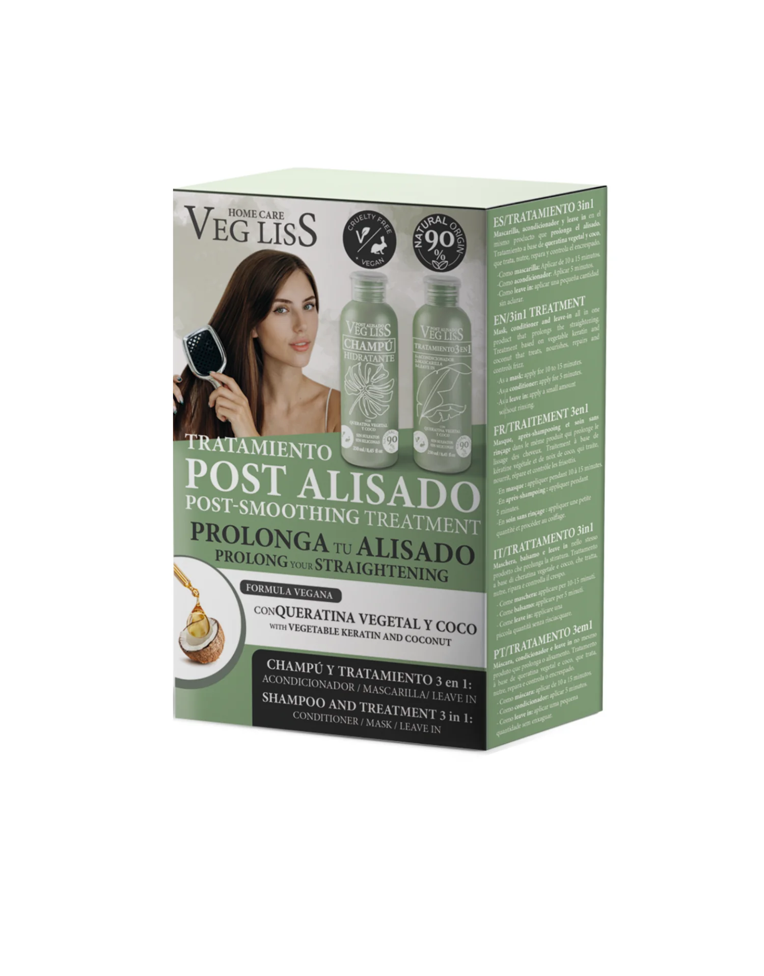 Veg liss tratamiento post alisado con queratina vegetal & coco 250ml/x2