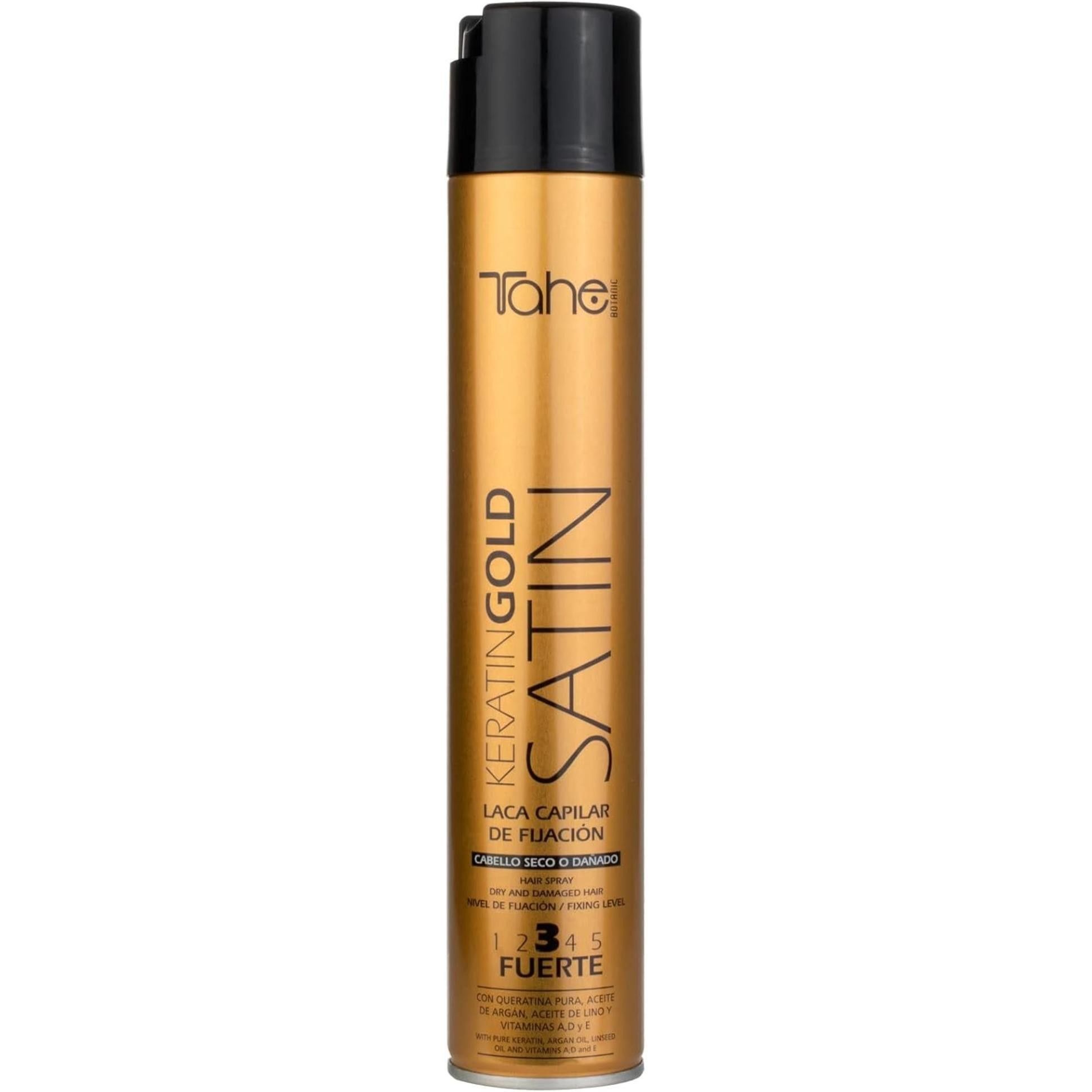 TAHE Satin Keratin Gold Laca de fijación fuerte 400ml