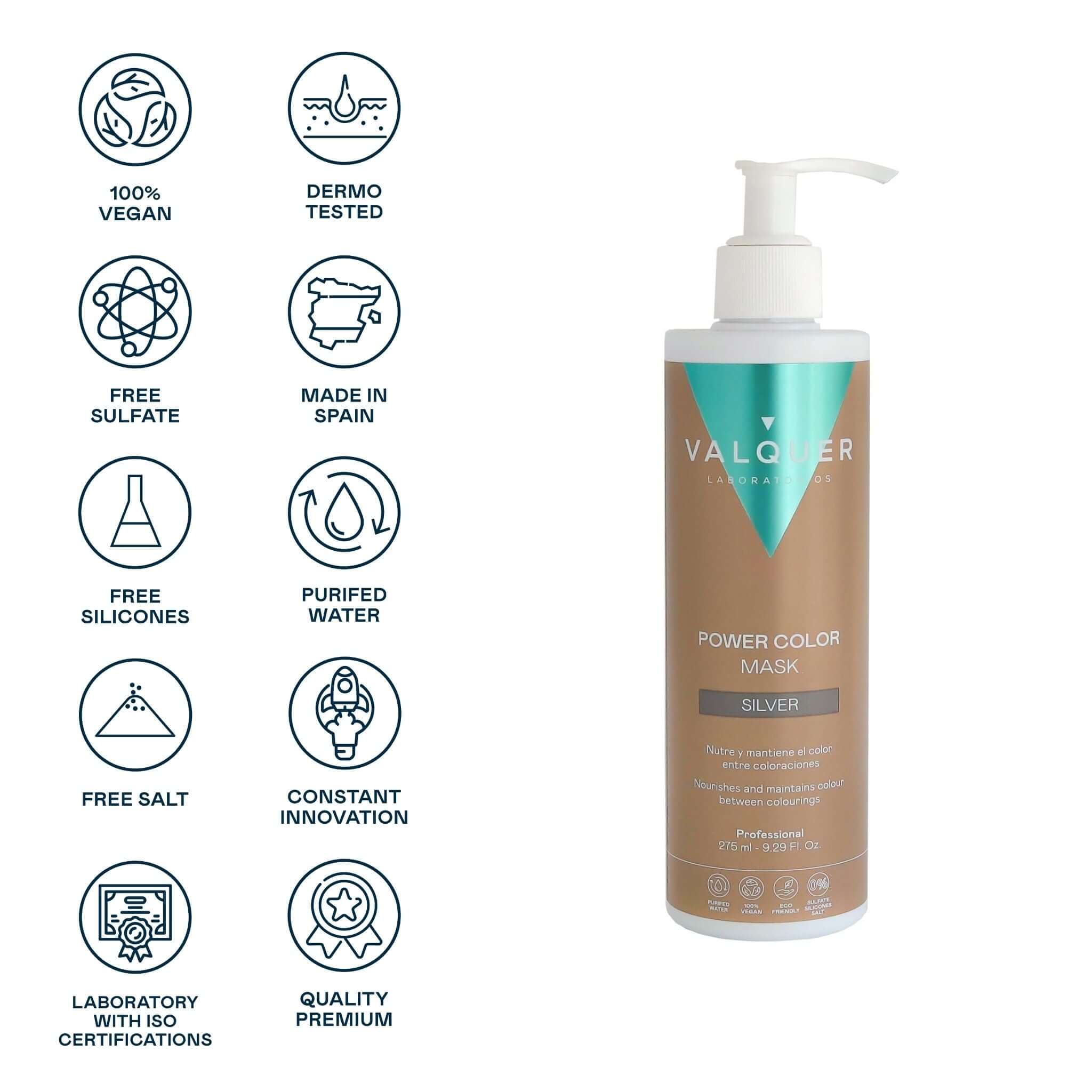 Mascarilla color gris plata - Power Color - 275 ml