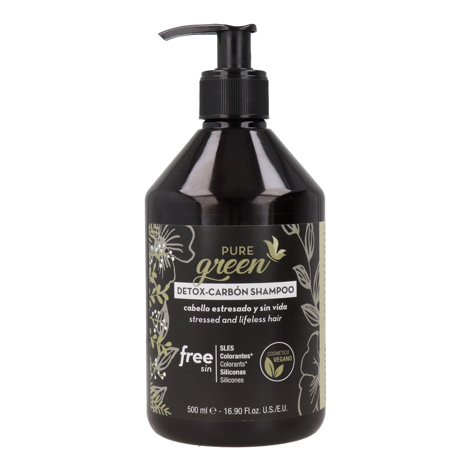 Pure green champú detox-carbón para cabello estresado y sin vida 500ml