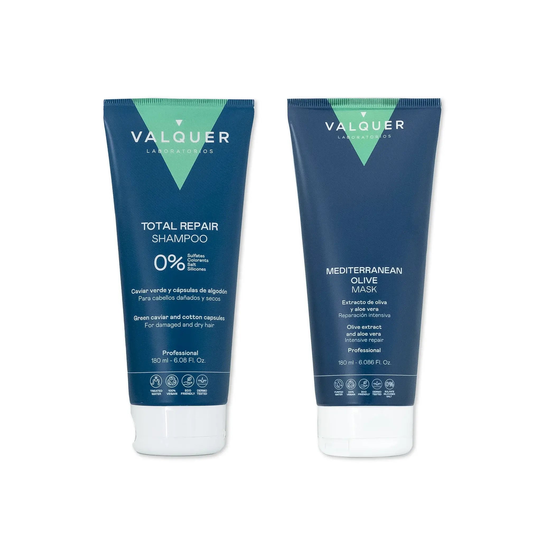 Pack Champú y Mascarilla Capilar de Oliva Reparación Total - 180 ml + 180 ml
