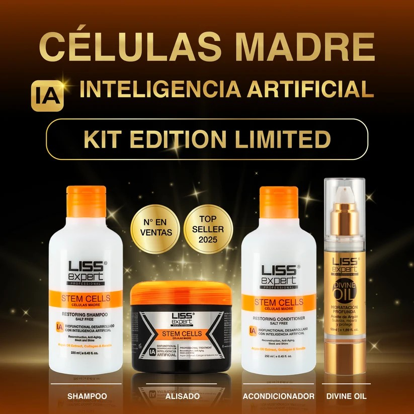 Liss Expert Professional Alisado Células Madre + Shampoo y Acondicionador Células Madre + Divine Oil