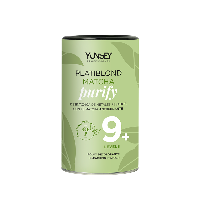 Yunsey professional platibond matcha purify polvo decolorante hasta 9 niveles 500gr