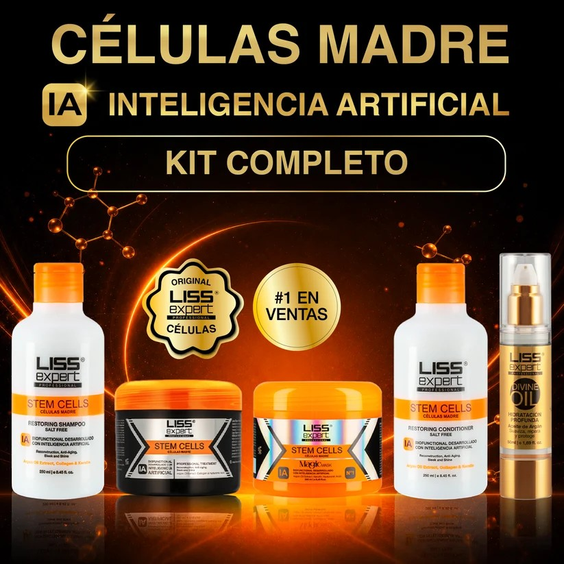 LISS EXPERT PROFESSIONAL Alisado Células Madre + Mascarilla Magic + Shampoo y Acondicionador Células Madre + Divine Oil