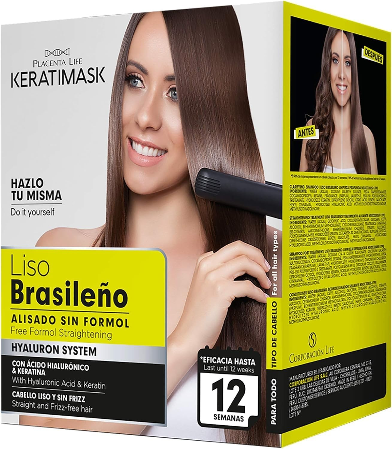 Placenta life keratinmask liso brasileño alisado sin formol